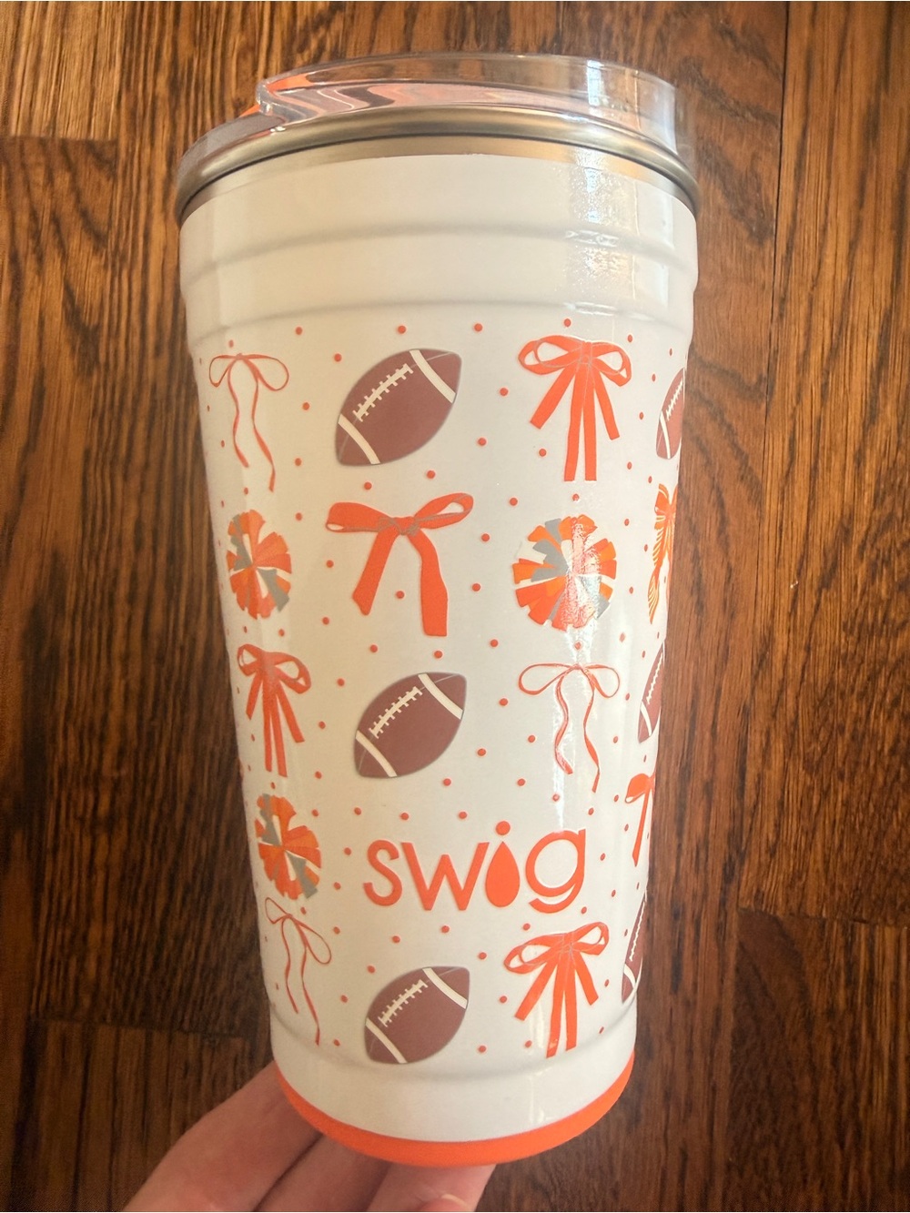 Swig orange football and bow stainless steel cup university of Tennessee Texas
